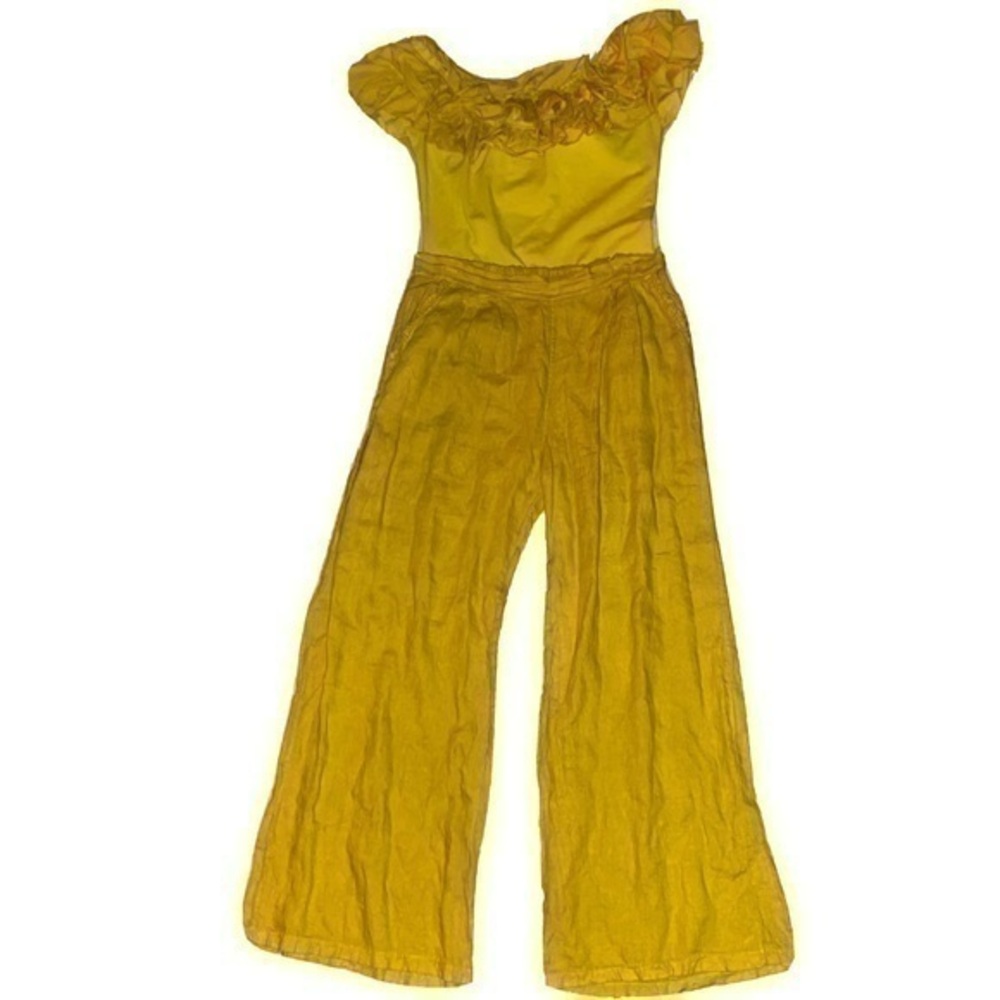 Pronto moda linen Wide Leg Palazzo Pants pants + shirt M Made In italy Preloved